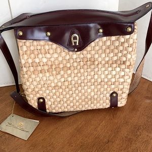 Etienne Aigner straw & leather purse NWT.